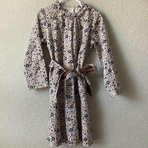 Kayce Hughes Fall Floral Ruffle Dress Corduroy Belt Tie